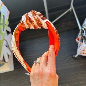 Orange and White Sequin Headband